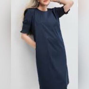Chico's Dark Blue Puff Sleeve Dress
